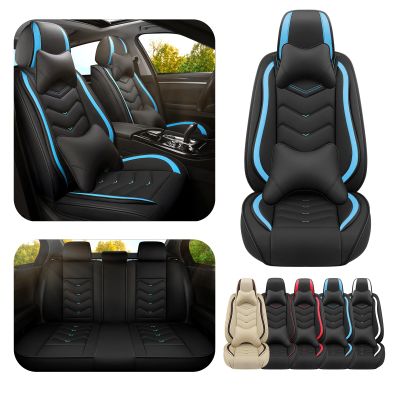 ADERN Car Seat Covers for Honda Ridgeline 2006-2026, Premium Nappa Leather Car Seat Cover, Stylish Sport Seat Covers Automobile Seat Cover Sets.(Luxury 5 Seats/Black Blue)