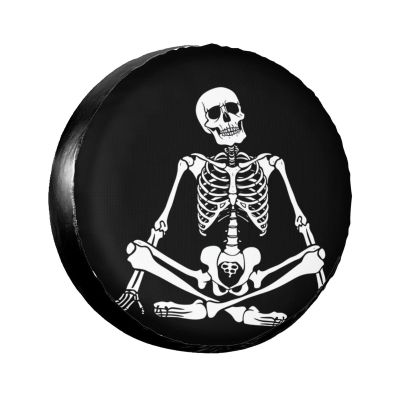 Skull Sitting Black Spare Tire Cover for Camper Rv Trailer- Cute Fun Wheel Cover Waterproof Universal Fit for SUV Truck Wheel Protectors Travel Outdoor-16 inch