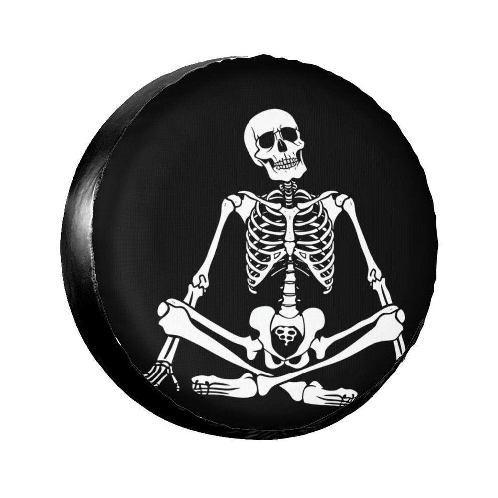 Skull Sitting Black Spare Tire Cover for Camper Rv Trailer- Cute Fun Wheel Cover Waterproof Universal Fit for SUV Truck Wheel Protectors Travel Outdoor-16 inch