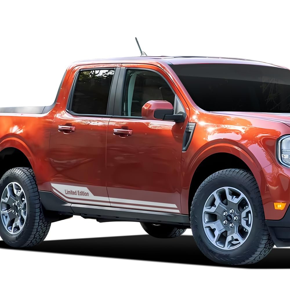 2pcs Car Door Side Stripes Rocker Panel Skirt Limited Edition Decal Pickup Truck Stickers Compatible with Ford Maverick 2022 2023 2024 (Silver-Grey)
