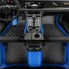 TAHALI Custom Making Car Floor Mats for 99% Sedan SUV Sports CarLuxury Full Coverage All Weather Floor MatsAnti-Slip Leather Floor Mats for Cars (Edge Blue Medium Black Rice) view 1