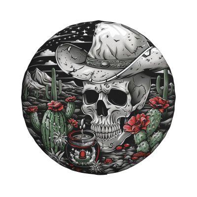 Skull Spare Tire Cover, Universal Wheel Tire Cover Funny Skull Skeleton Tire Protectors for Trailer RV SUV Truck Camper 15 Inch