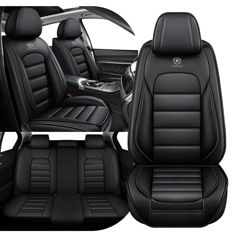 3DLEATHER Upgraded 5-Seat Seat Cover for Honda Ridgeline 2015, Waterproof and Stain-Resistant, Easy to Clean, Keeping Your Seats Looking Like New (Full Black/Standard)