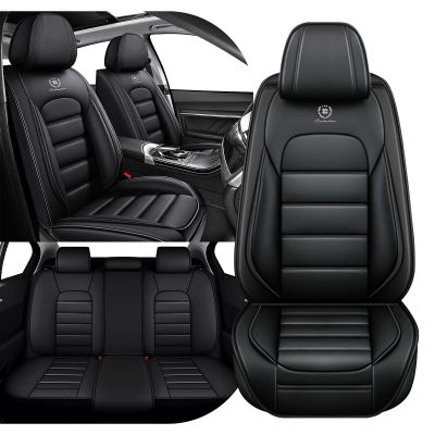 3DLEATHER Luxury 5-Seat Car Seat Covers for Honda Civic 2020, Non-Slip Car Seat Protectors, 360 Full Coverage Seat Covers Airbags Compatible, Soft and Comfortable (Full Black/Standard)