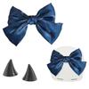 1 Pcs Self Adhesive Helmet Accessories Satin Bow Helmet Decoration Detachable Glitter Helmet Sticker Decor for Motorcycle Navy view 1