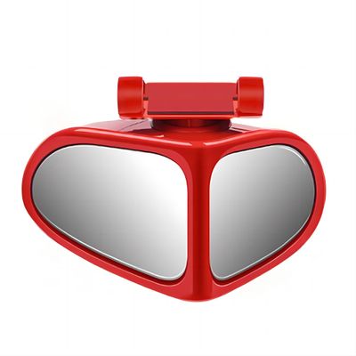 LXQTAO's Automotive Mirror Auxiliary Small Mirrors: Rotatable, Wide View Angle, 360 Degrees, High Definition Reverse Mirrors (Red, Left-Side)
