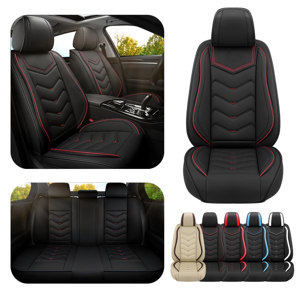 ADERN Car Seat Covers for Chrysler Town Country 2000-2016, Premium Nappa Leather Car Seat Cover, Stylish Sport Seat Covers Automobile Seat Cover Sets.(Standard 5 Seats/Black)