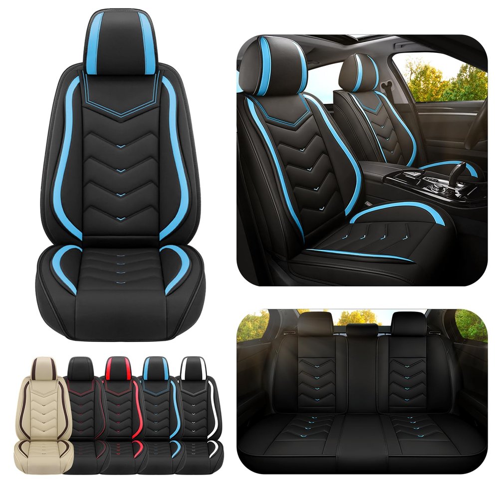 ADERN Car Seat Covers for Mitsubishi Eclipse Cross 2018-2026, Premium Nappa Leather Car Seat Cover, Stylish Sport Seat Covers Automobile Seat Cover Sets.(Standard 5 Seats/Black Blue)