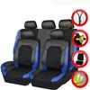 LZGBMNB 9 Pcs Car Seat Cover for Ford Explorer 2011-2019 2020 2021 2022 2023 2024, Leather Front and Rear Seat Covers Full Sets Waterproof Breathable Interior Accessories,Blue view 2