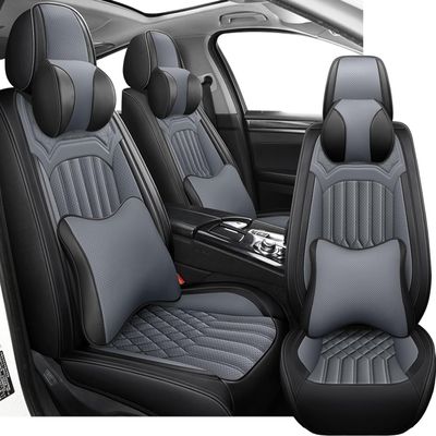 UCSYCX Car Seat Covers for Ford Bronco Sport 2021-2025 Leather Seat Covers Waterproof Soft Car Seat Cover Protectors Comfort Automotive Seat Cover with Airbag(Black&Gray,2PCS Front with Pillow)