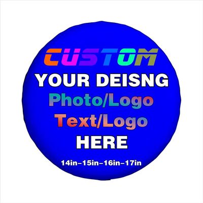 Custom Spare Tire Cover 14-17 Inch Personalized Photo Logo Wheel Covers Waterproof Universal Tire Protectors Cover with Adjustable Buckle Strap for All Many Vehicle, Blue