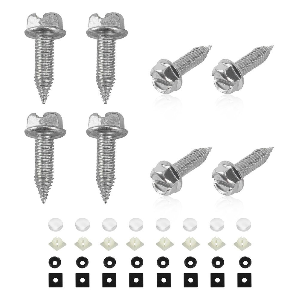 Yourkar 8 PCS Car License Plate Screw Kit, Self Mounting License Plate Screws, Rustproof Stainless Steel Car Bolts, Silver