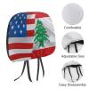 America Flag and Lebanese Flag 2 Pack Car Headrest Covers Set Soft Elastic Fabric Head Rest Cover for SUV,Truck,Sedan Or Van Elastic Head Cushion Cover-1 view 3