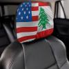 America Flag and Lebanese Flag 2 Pack Car Headrest Covers Set Soft Elastic Fabric Head Rest Cover for SUV,Truck,Sedan Or Van Elastic Head Cushion Cover-1 view 4