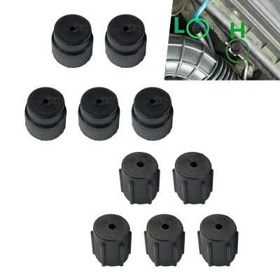 Nowkont Pack-10 Car 0.5"/13mm Low Pressure and 0.6"/16mm High Pressure Caps Kit, ABS Plastic Air Conditioning Valve Core Cover, Air Conditioning System Sealing Kit, Universal for Most Cars (Black)