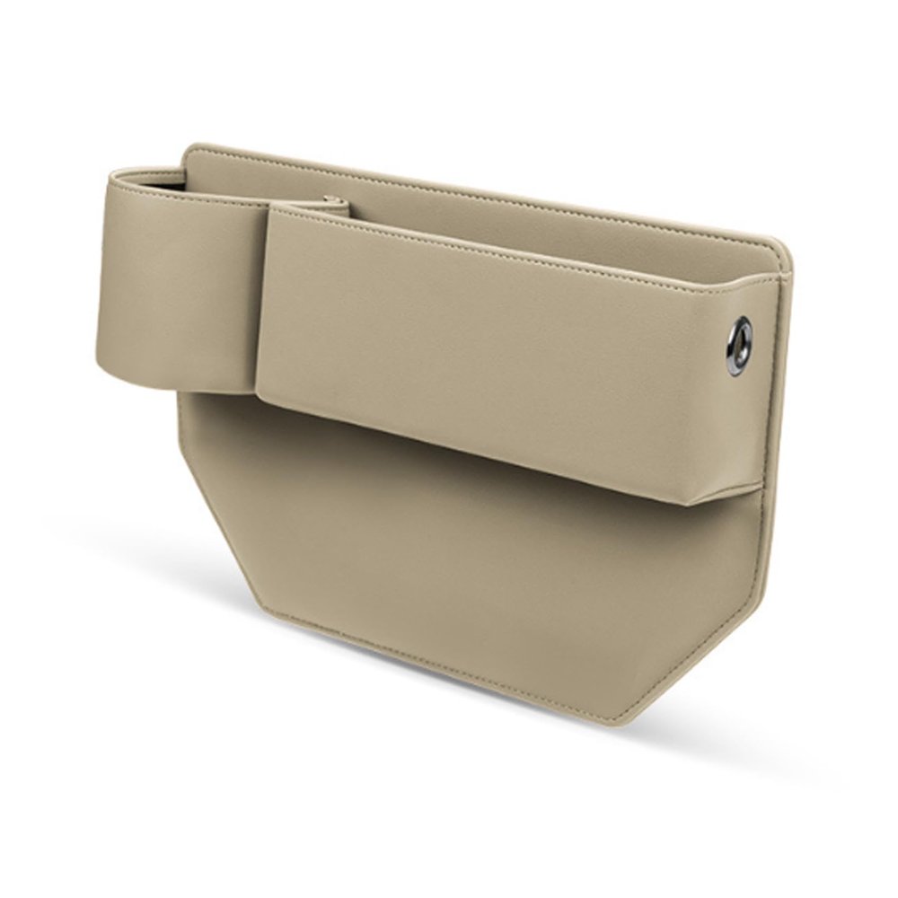 Leather Car Seat Gap Organizer, Crevice Side Storage Box Filler, Auto Console Side Storage Box with Cup Holders, for Phones Glasses Keys Cards