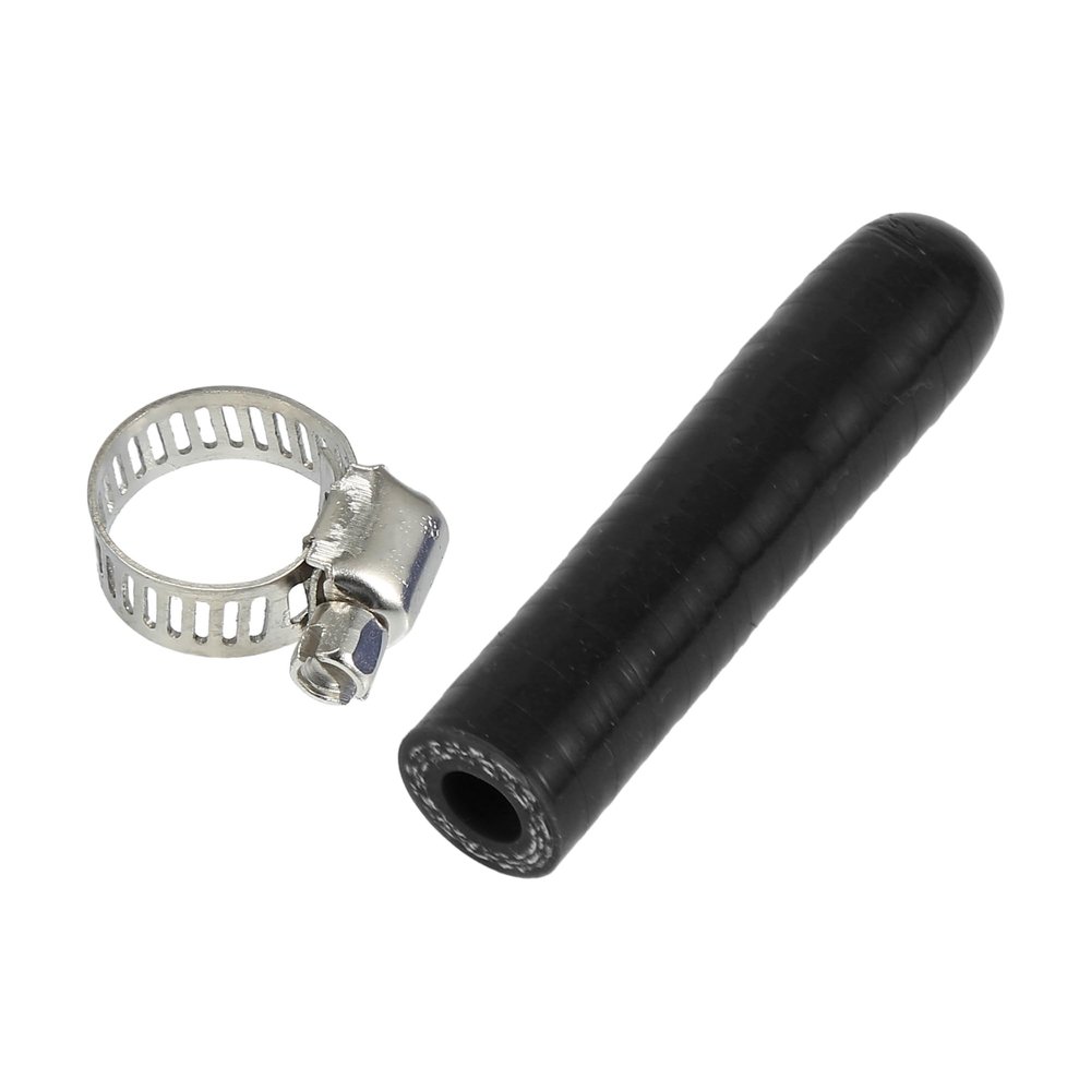 X AUTOHAUX 1 Set 60mm Length 8mm/0.31" ID Black Car Silicone Rubber Hose End Cap with Clamp Silicone Reinforced Blanking Cap for Bypass Tube Universal