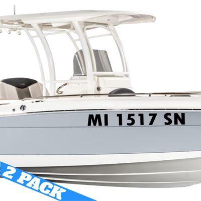 Custom Boat Letters for Registration - (Pack of 2) - Your Numbers and Letter, Marine Grade Vinyl Decals Sticker - 3.25" x 24"