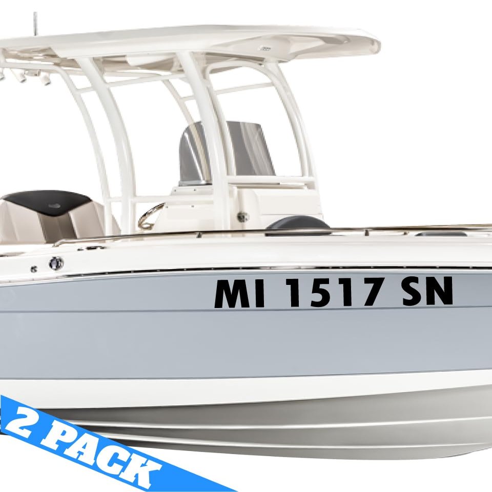Custom Boat Letters for Registration - (Pack of 2) - Your Numbers and Letter, Marine Grade Vinyl Decals Sticker - 3.25" x 24"