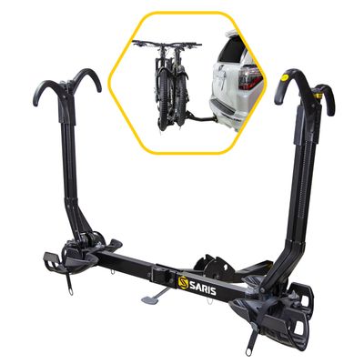 Saris SuperClamp G3 2-Bike HD Hitch Rack Lightweight Platform Bike Carrier for Car, SUV, Truck Tilting Design, Secure Wheel Clamping, Fits Road, Mountain, E-Bikes 2" Hitch Receiver