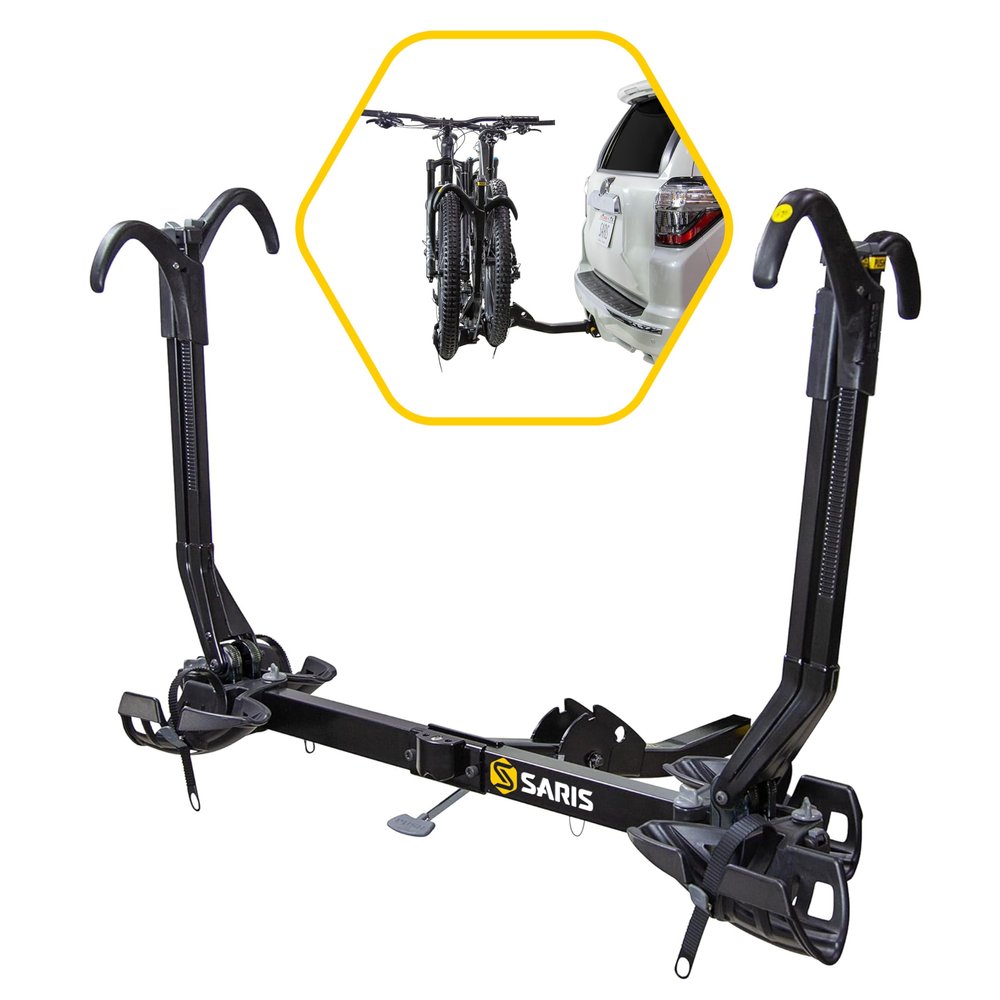 Saris SuperClamp G3 2-Bike HD Hitch Rack Lightweight Platform Bike Carrier for Car, SUV, Truck Tilting Design, Secure Wheel Clamping, Fits Road, Mountain, E-Bikes 2" Hitch Receiver