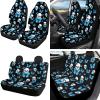 Biyejit 12 Pcs Skull Butterfly Car Seat Cover Full Set for Women Men Includes 1 Steering Wheel Cover, 4 Car Front and Rear Seat Covers, 1 Armrest Pad, 2 Seat Belt Pads, 2 Cup Mats, 2 Keychain view 2