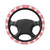 MAGIFUN Daisy Flower Steering Wheel Cover Pink Floral Cloth Steering Wheel Protector Auto Wheel Cover 15 Inch Anti-Slip Breathable and Sweat Absorption Cute Steering Wheel Covers view 2