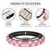 MAGIFUN Daisy Flower Steering Wheel Cover Pink Floral Cloth Steering Wheel Protector Auto Wheel Cover 15 Inch Anti-Slip Breathable and Sweat Absorption Cute Steering Wheel Covers view 3