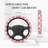 MAGIFUN Daisy Flower Steering Wheel Cover Pink Floral Cloth Steering Wheel Protector Auto Wheel Cover 15 Inch Anti-Slip Breathable and Sweat Absorption Cute Steering Wheel Covers view 4