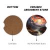 2 Pack Mountains and Moon Car Cup Holder Coaster, 2.56 inch Anti Slip Insert Absorbent Ceramic Car Coaster with Cork Base and Finger Notch, Cute Car Assecories for Women Men view 2
