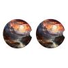 2 Pack Mountains and Moon Car Cup Holder Coaster, 2.56 inch Anti Slip Insert Absorbent Ceramic Car Coaster with Cork Base and Finger Notch, Cute Car Assecories for Women Men view 3