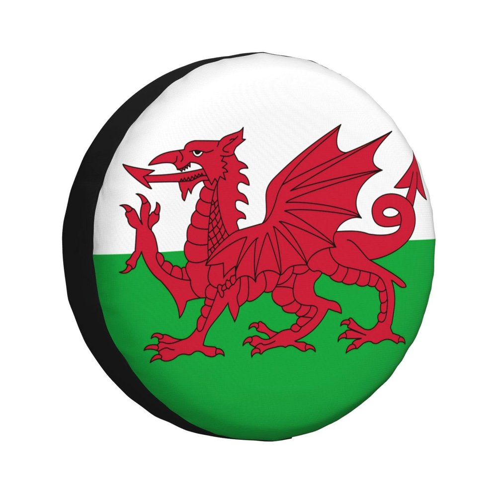 Welsh Flag Spare Tire Cover National Flag Patriotic Tire Cover Wheel Protectors Weatherproof Universal Wheel Cover for Trailer Rv SUV Truck Camper Travel Trailer 17 Inch
