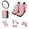 Brosoneto Universal Fit Cherry Daisy Seat Covers for Car,Car Coaster/15Inch Steering Wheel Cover/Seatbelt Pads/Auto Cup Mats/Armrest/Gear Shift Knob Handbreak Pads Accessory Pink view 1