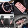 Brosoneto Universal Fit Cherry Daisy Seat Covers for Car,Car Coaster/15Inch Steering Wheel Cover/Seatbelt Pads/Auto Cup Mats/Armrest/Gear Shift Knob Handbreak Pads Accessory Pink view 3