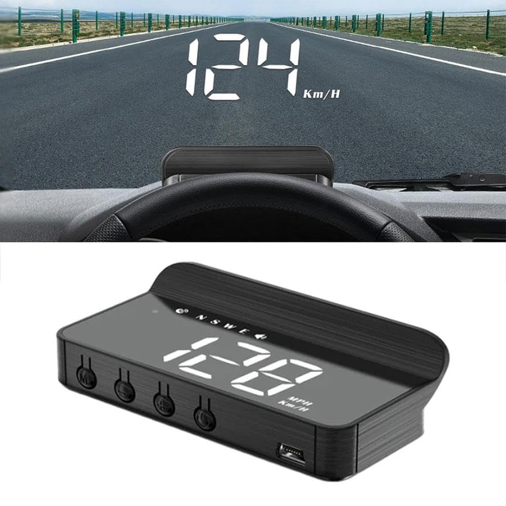 MotorCart Basics Upgraded HoloMeter Holographic Speedometer, Universal Heads Up Display Hud for Car, Digital GPS Speedometer with Speed, OBD or USB Powered, Day and Night Visibility, Safety Features