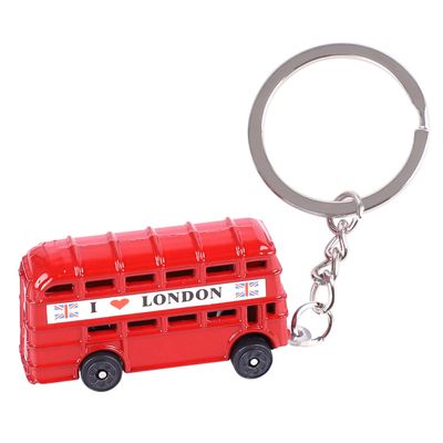 apvok Keychain - 3D Double-Decker Key Chains,British Landmark Die-cast Keyrings,Decor Accessories for Bag Handbag Wallet (Red London Bus)