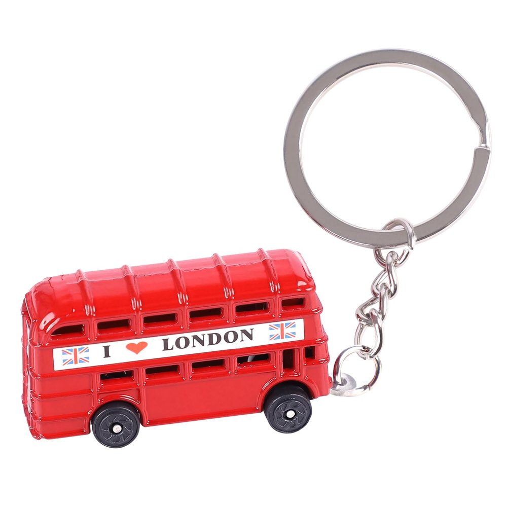 apvok Keychain - 3D Double-Decker Key Chains,British Landmark Die-cast Keyrings,Decor Accessories for Bag Handbag Wallet (Red London Bus)