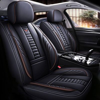 Custom Front Car Seat Cover for Acura RDX 2021, Breathable Leather Seat Cushion with Storage Pocket Airbag Compatible (Black and Coffee, Front Pair)