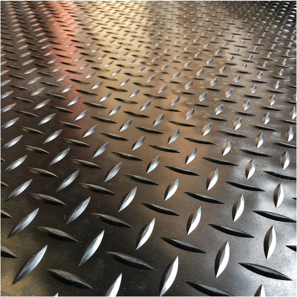 Innovz Waterproof Non-Slip Rubber Flooring Rolls Kitchen/Garage Floor, Diamond Plate Outdoor Doorway Home Commercial Floor Mats, Grill Deck and Patio Mat(Black,1.8 x 1.4m/5.9 x 4.6ft)