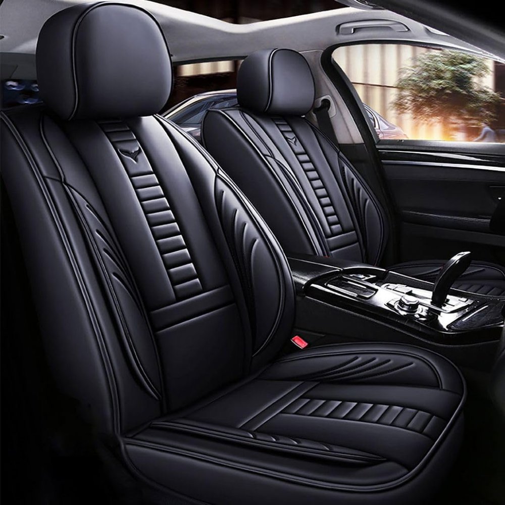 Custom Front Car Seat Cover for Acura RDX 2011, Breathable Leather Seat Cushion with Storage Pocket Airbag Compatible (Black, Front Pair)