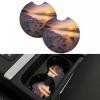 2 PCS Car Coaster for Cup Holders Universal Automotive Cup Mat Sun Rise On The Beach Cup Pad Mat 2.7" Waterproof Neoprene Non-slip Cup Holder Coasters for Car Interior Accessories view 1