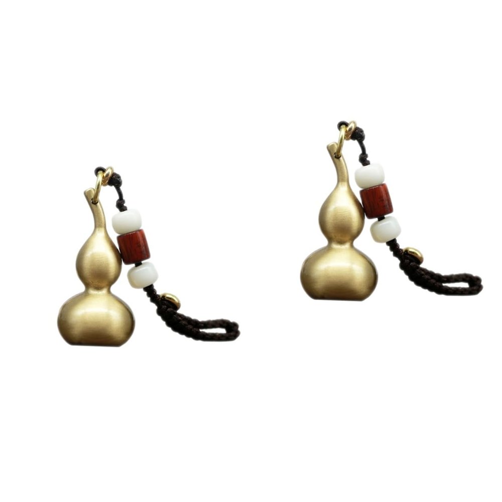 Tofficu 2pcs Fashion Gourd Brass Key Pendant Large Key Pendants Work Gourd Car Rope Solid Brushed