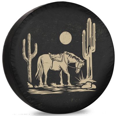 RV Spare Tire Cover Western Texas Horse Weatherproof Dust-Proof Universal for Trailer SUV Van Camp Travel Trailer 12" 13" 14" 15" 16" 17 Inch