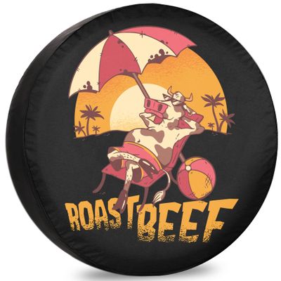 Trailer Spare Tire Cover Roast Beef RV Tire Covers for Towable Tires Weatherproof Dust-Proof Universal for SUV, Camp, and Travel Vehicles 12" 13" 14" 15" 16" 17 Inch 17 Inch