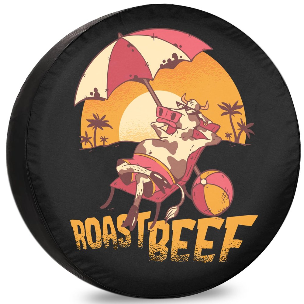Trailer Spare Tire Cover Roast Beef RV Tire Covers for Towable Tires Weatherproof Dust-Proof Universal for SUV, Camp, and Travel Vehicles 12" 13" 14" 15" 16" 17 Inch 17 Inch