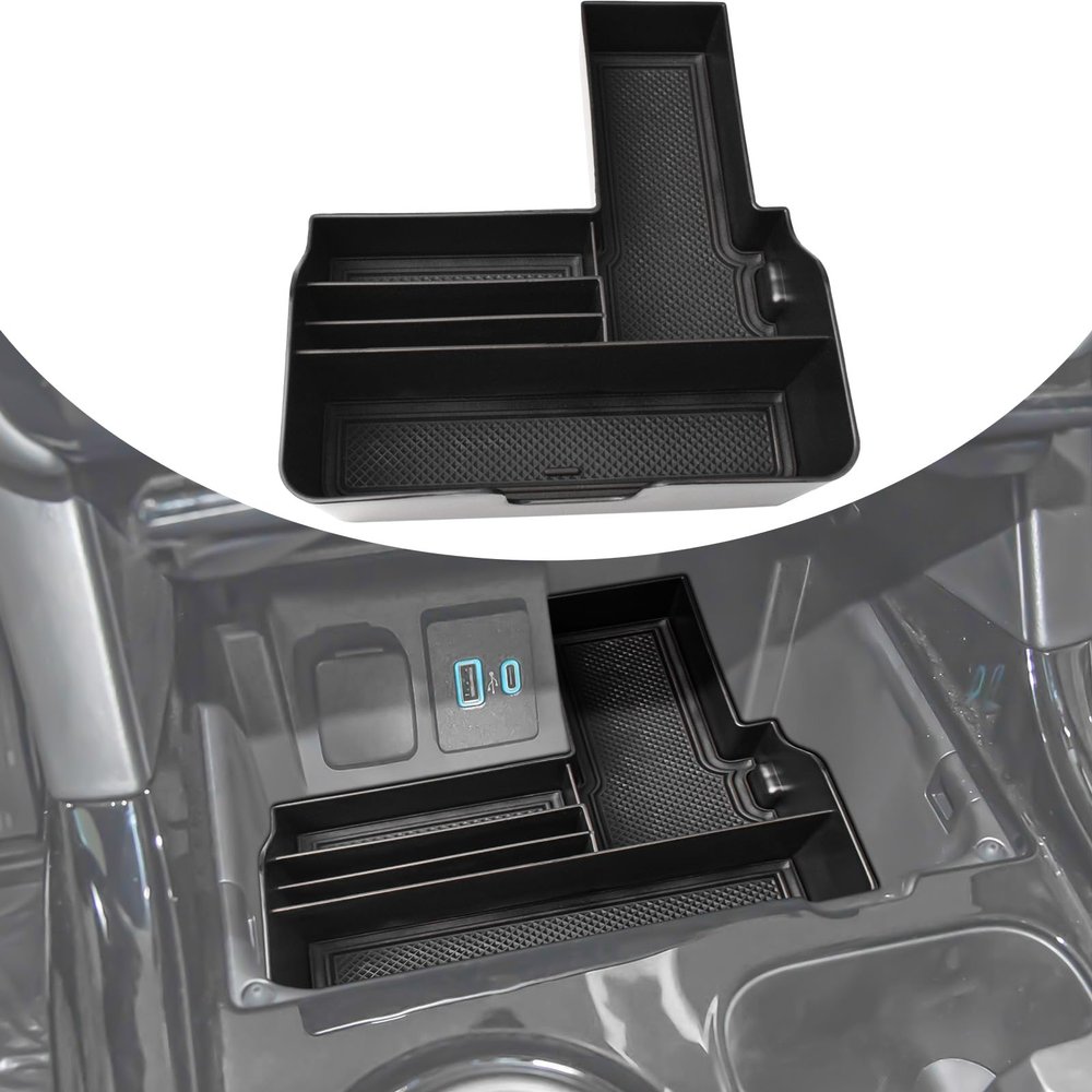 TACOBRO Center Console Tray Compatible with Ford Explorer 2020 2021 2022 2023 2024 Accessories,Compartment Insert Organizer Secondary Storage Box ABS Material (Not Fit 2025)