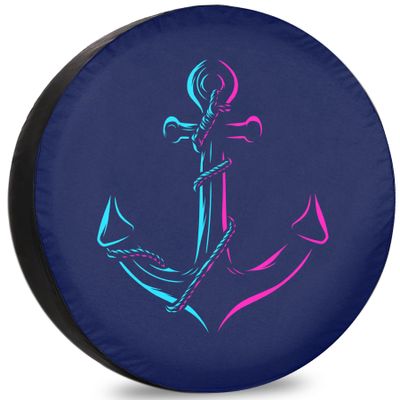 Trailer Spare Tire Cover Anchor Pop Art Protectors for Trailer RV Van SUV Truck Camper and Many Vehicles 12" 13" 14" 15" 16" 17 Inch Spare tire Cover
