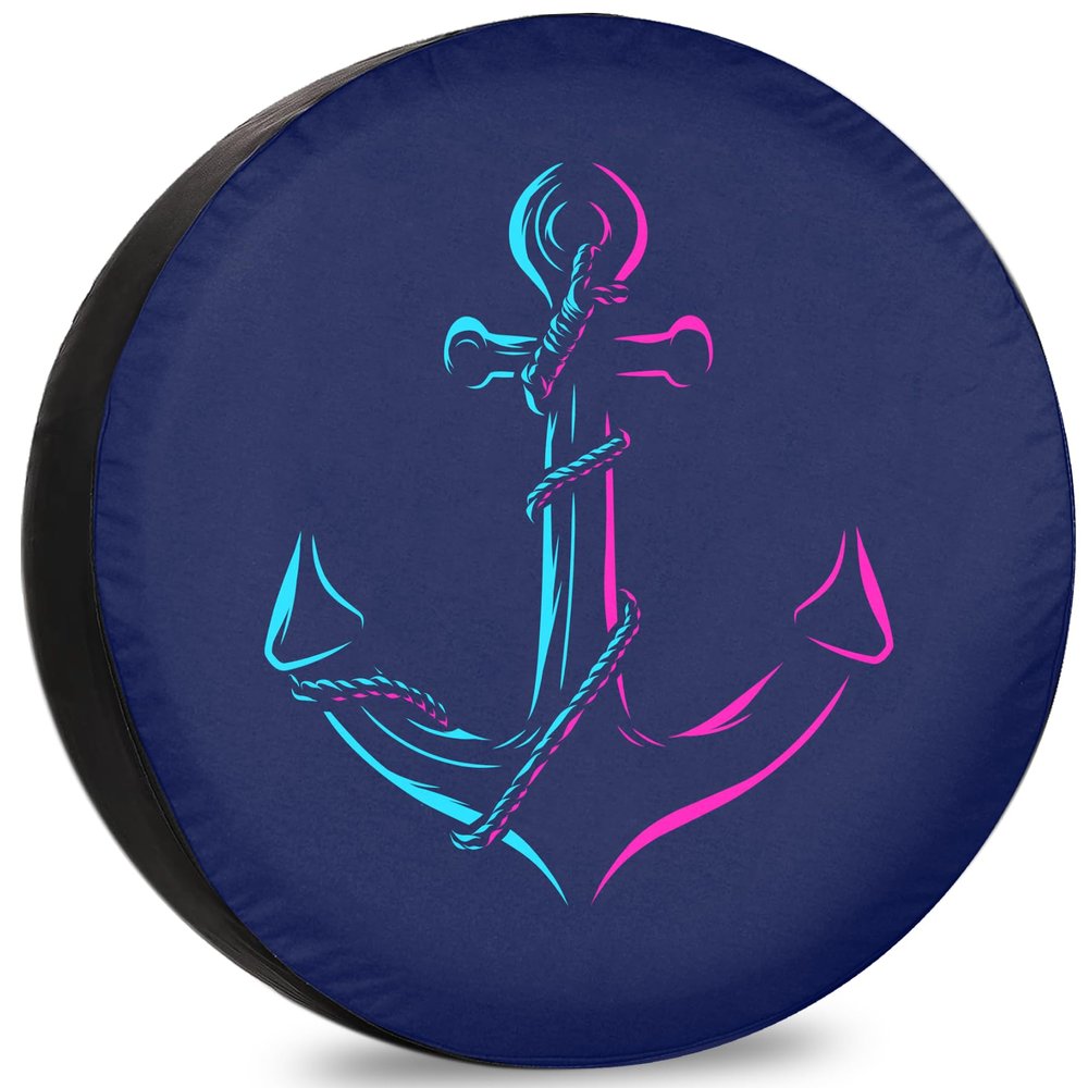 Trailer Spare Tire Cover Anchor Pop Art Protectors for Trailer RV Van SUV Truck Camper and Many Vehicles 12" 13" 14" 15" 16" 17 Inch Spare tire Cover