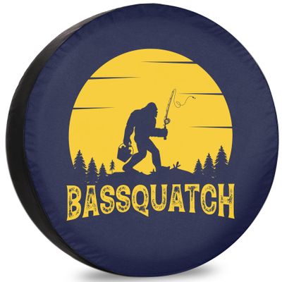 RV Spare Tire Cover Bass Squatch Waterproof DustProof Universal for Trailer SUV Van Camp Travel Trailer 12" 13" 14" 15" 16" 17 Inch Wheel