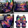 Wideasale Deer with Butterfly Car Seat Covers Set for Womens Auto Steering Wheel Covers+Keychain+Lipstick Holder+Coaster Auto Interior Protector Accessories Decoration view 2